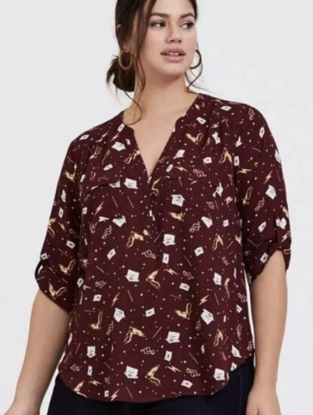 Torrid Harry Potter Dark Maroon Georgette Top, Sz 5X